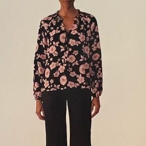 Social Standard by sanctuary black and pink floral long sleeve blouse